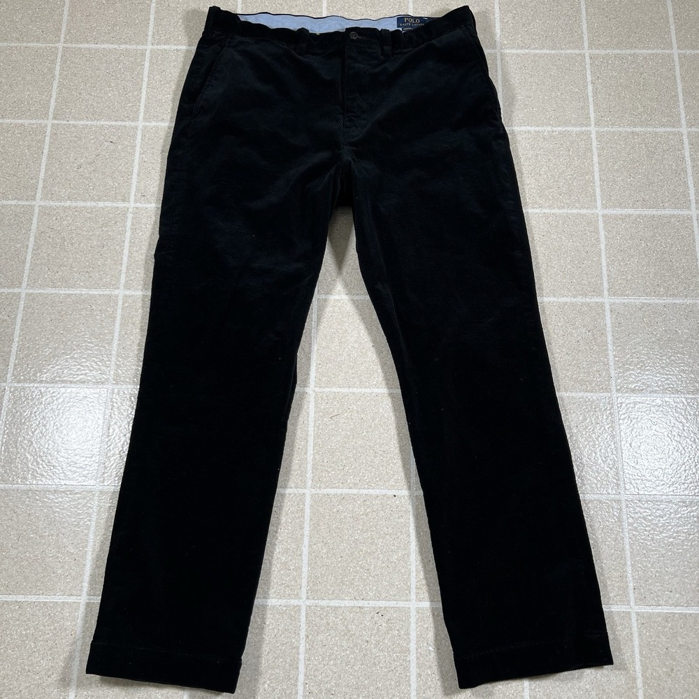 Vintage Polo Ralph Lauren Corduroy Pants Men's 34x32 Black Cords Trousers Preppy